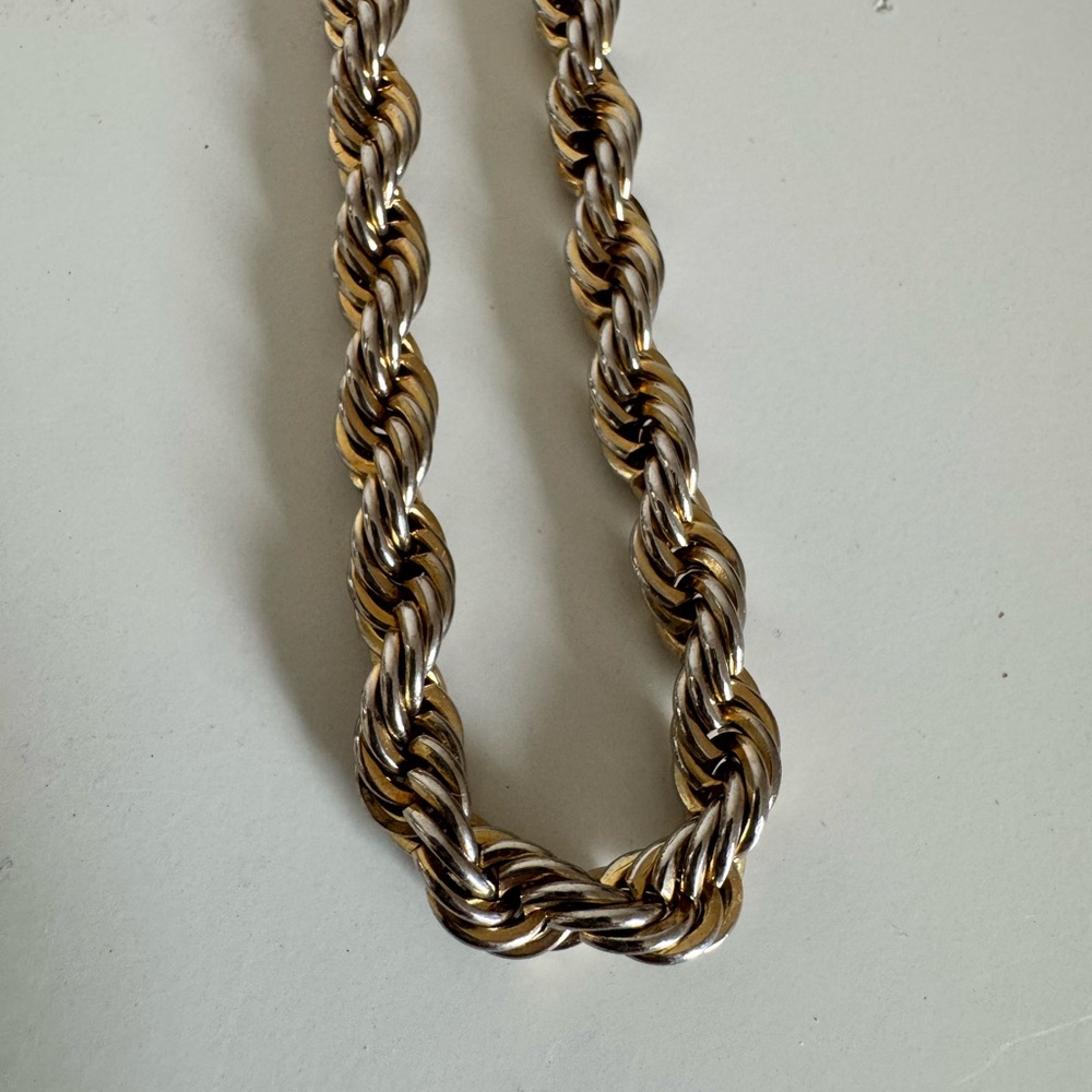Gold Tone Twisted Rope Chain Necklace 20 Inch Classic Statement Jewelry